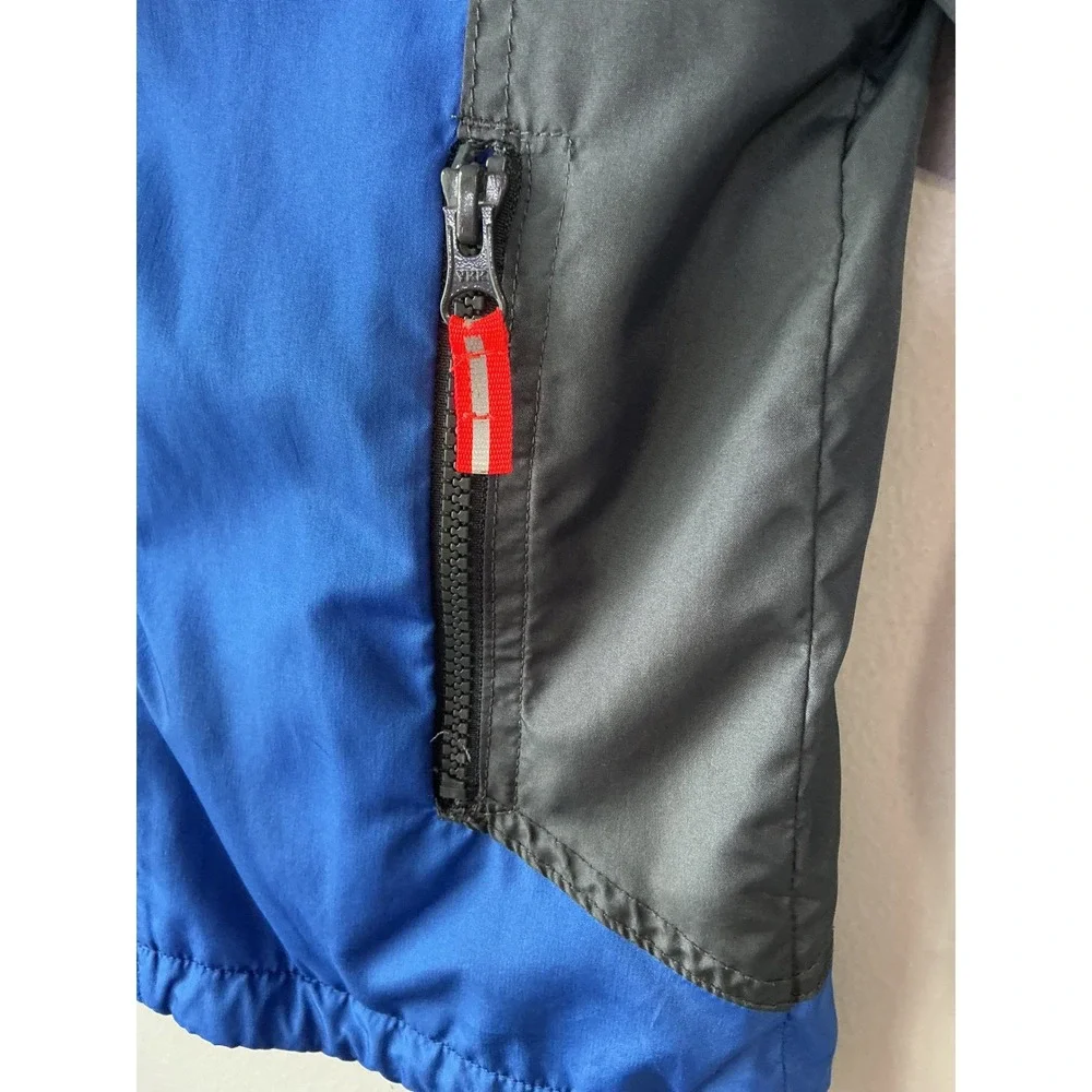 OshKosh Bgosh Boys Blue Grey Fleece Lined Hooded Windbreaker Jacket Size 5-6